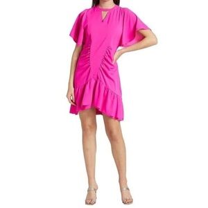 Le Superbe Waikiki Hot‎ Pink Ruffle Dress Size 4